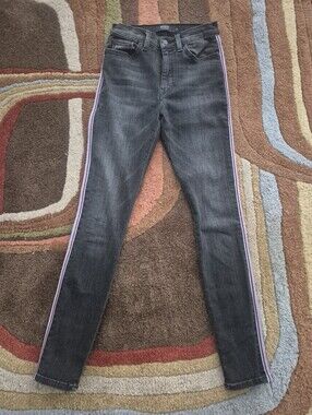 Hudson Barbara Super Skinny Grey Jeans Pink Grey Side Stripe Sz 24